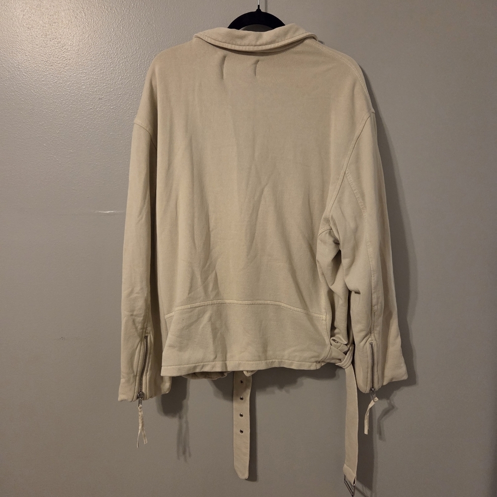 We the Free Women's Boho Grunge Oversized Casual Tan Rebel Knit Moto Jacket Sz L - Picture 4 of 8